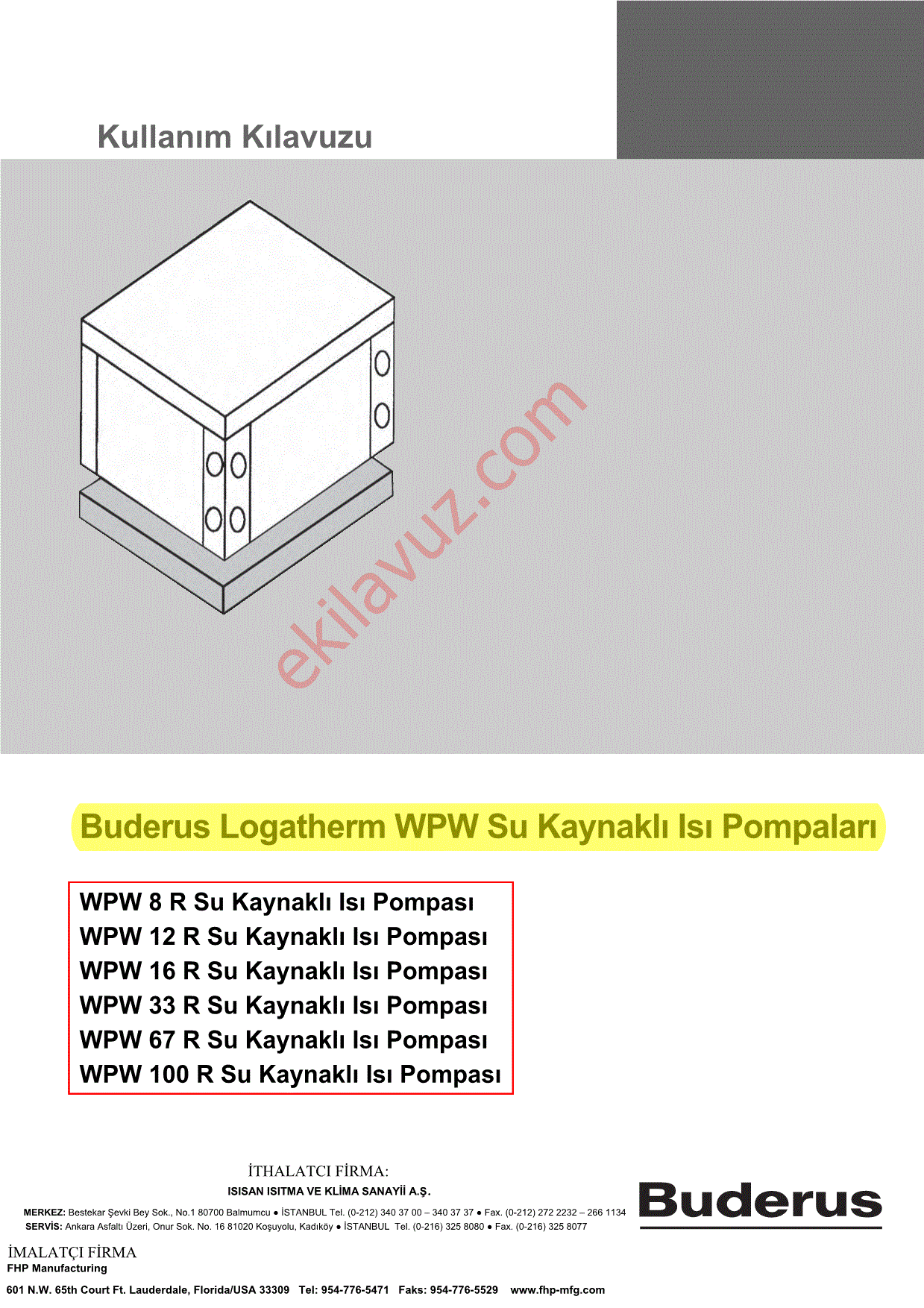 Buderus WPW 100 R SU KAYNAKLI ISI POMPASI Su Kaynaklı Isı Pompası ...