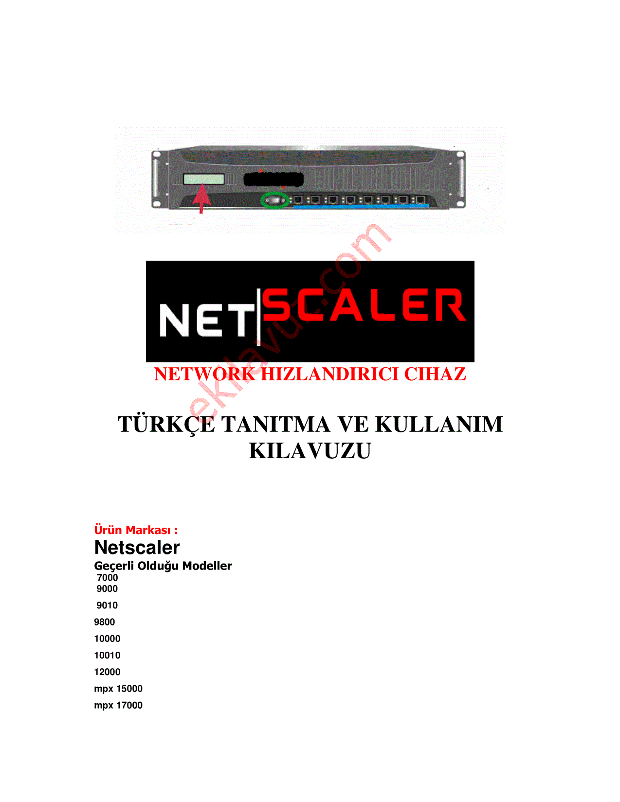 Netscaler 9800 Network Hizlandirici Cihaz Kullanma Kilavuzu Sayfa 1 Ekilavuz Com