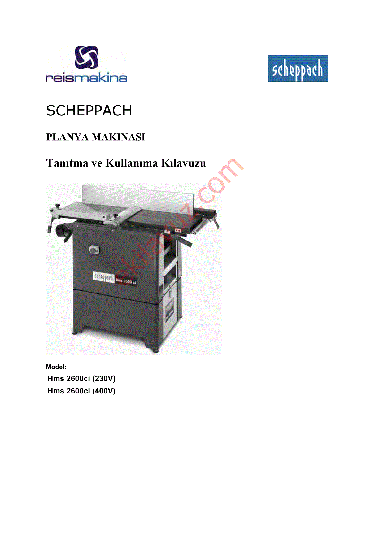 Scheppach Hms 2600ci 230v Planya Makinasi Kullanma Kilavuzu Sayfa 21 Ekilavuz Com