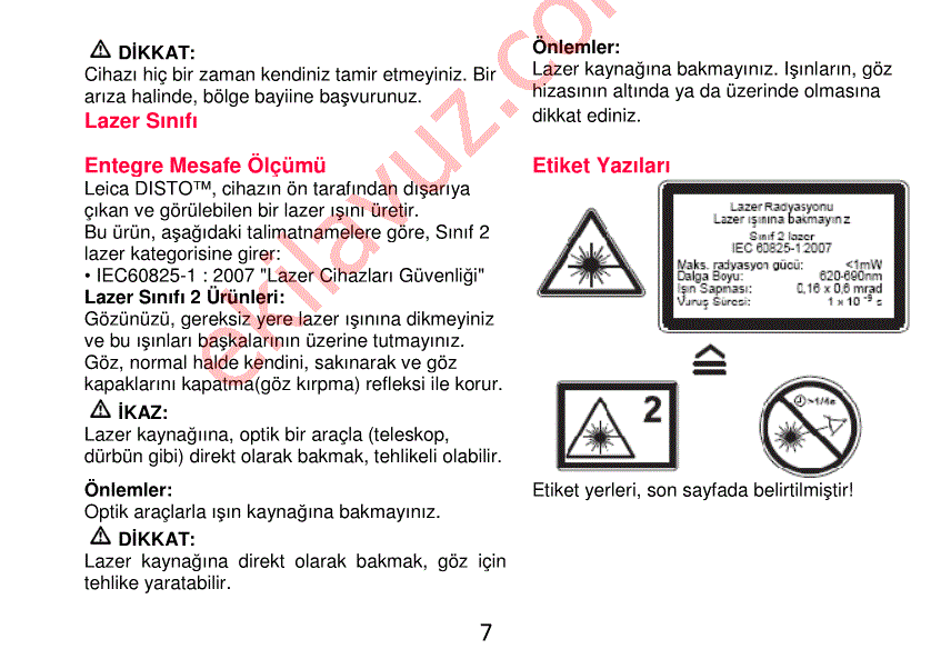 Leica disto d2 lazer metre kullanma kılavuzu