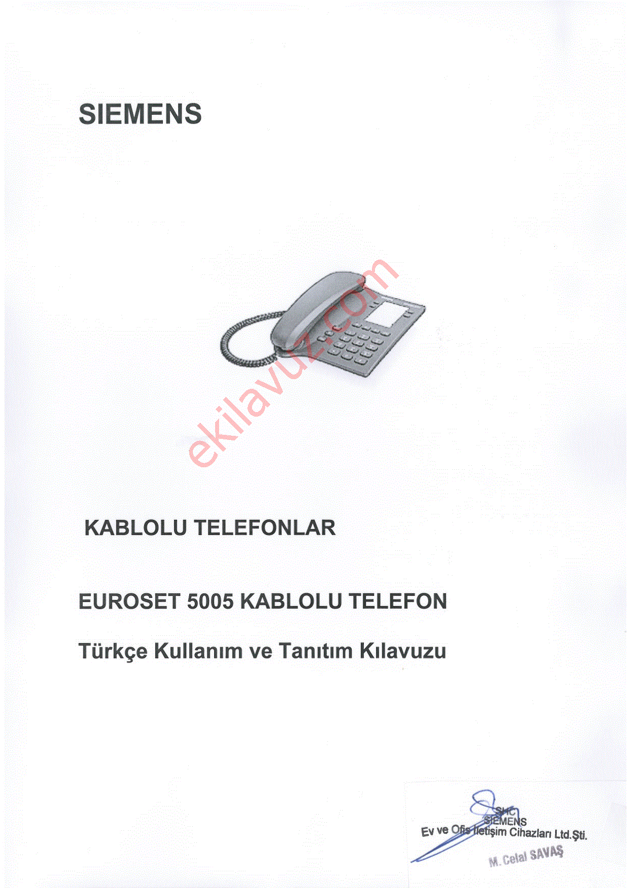 Siemens EUROSET 5005 KABLOLU TELEFON Kablolu Telefonlar - Kullanma Kılavuzu  - Sayfa:1 - ekilavuz.com